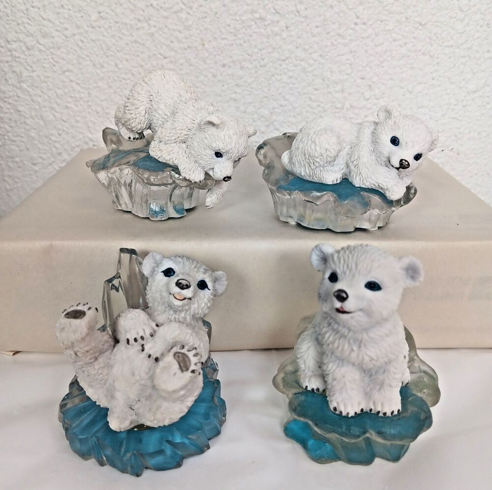 Polar Playmates Polar Bear Figurines The Hamilton Collection Lot of 4 Bears 1996